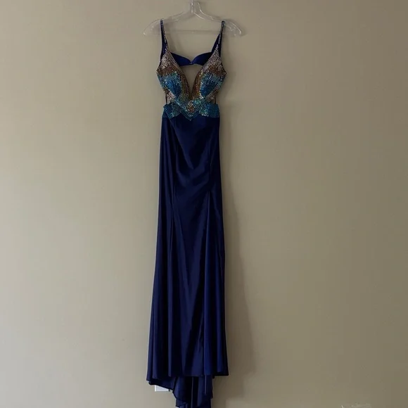 Johnathan Kayne Royal Blue Sequin Prom/Pagenat Dress size 0-2 - Picture 9 of 11